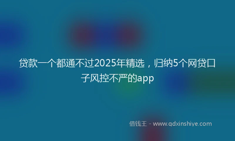 贷款一个都通不过2025年精选，归纳5个网贷口子风控不严的app