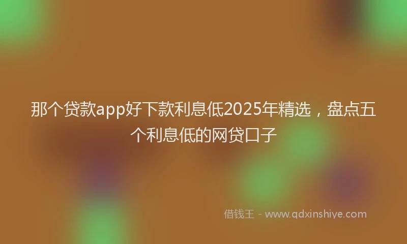 那个贷款app好下款利息低2025年精选，盘点五个利息低的网贷口子