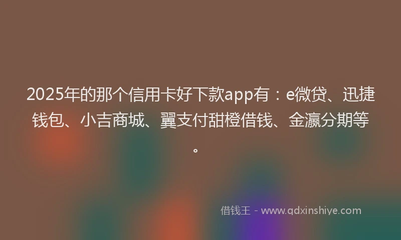 2025年的那个信用卡好下款app有：e微贷、迅捷钱包、小吉商城、翼支付甜橙借钱、金瀛分期等。