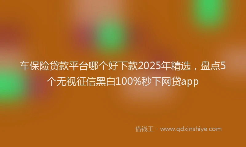 车保险贷款平台哪个好下款2025年精选，盘点5个无视征信黑白100%秒下网贷app