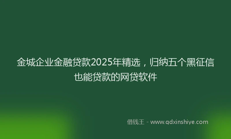 金城企业金融贷款2025年精选，归纳五个黑征信也能贷款的网贷软件