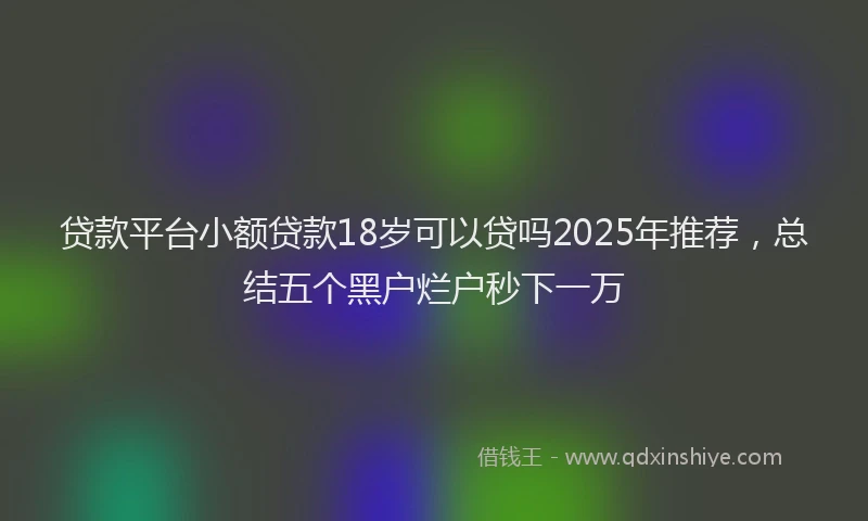 贷款平台小额贷款18岁可以贷吗2025年推荐，总结五个黑户烂户秒下一万