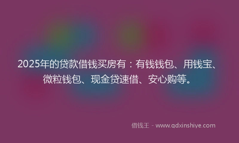 2025年的贷款借钱买房有：有钱钱包、用钱宝、微粒钱包、现金贷速借、安心购等。
