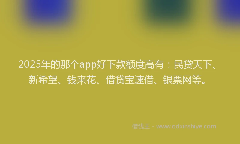 2025年的那个app好下款额度高有：民贷天下、新希望、钱来花、借贷宝速借、银票网等。