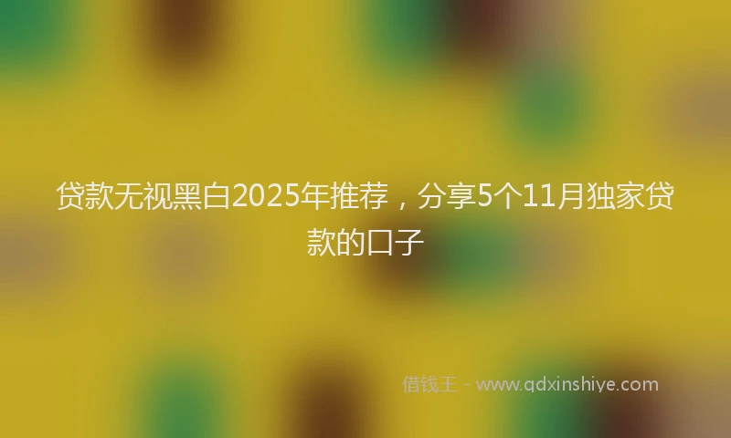 贷款无视黑白2025年推荐，分享5个11月独家贷款的口子