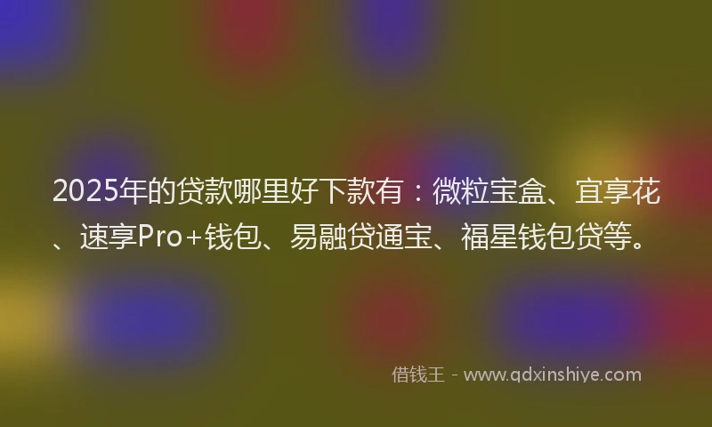 2025年的贷款哪里好下款有：微粒宝盒、宜享花、速享Pro+钱包、易融贷通宝、福星钱包贷等。