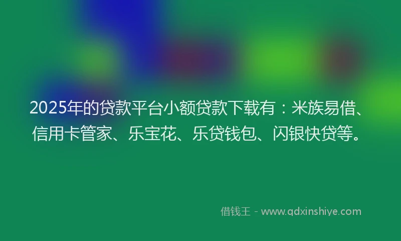 2025年的贷款平台小额贷款下载有：米族易借、信用卡管家、乐宝花、乐贷钱包、闪银快贷等。