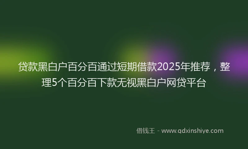 贷款黑白户百分百通过短期借款2025年推荐，整理5个百分百下款无视黑白户网贷平台