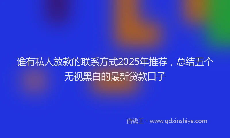 谁有私人放款的联系方式2025年推荐，总结五个无视黑白的最新贷款口子