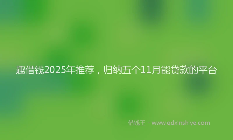 趣借钱2025年推荐，归纳五个11月能贷款的平台