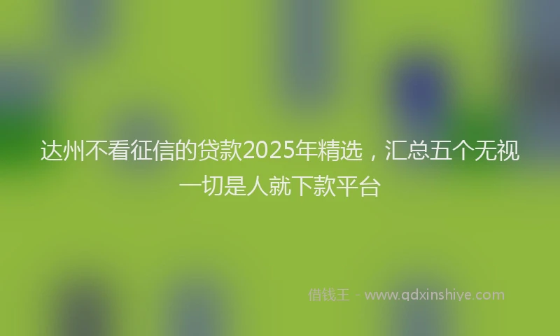 达州不看征信的贷款2025年精选，汇总五个无视一切是人就下款平台