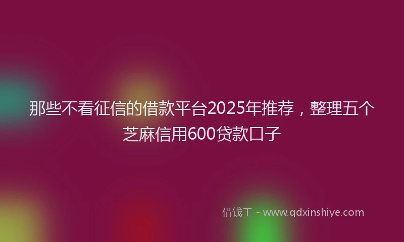 那些不看征信的借款平台2025年推荐，整理五个芝麻信用600贷款口子