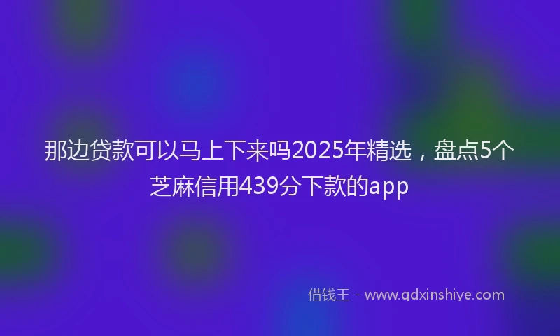 那边贷款可以马上下来吗2025年精选，盘点5个芝麻信用439分下款的app