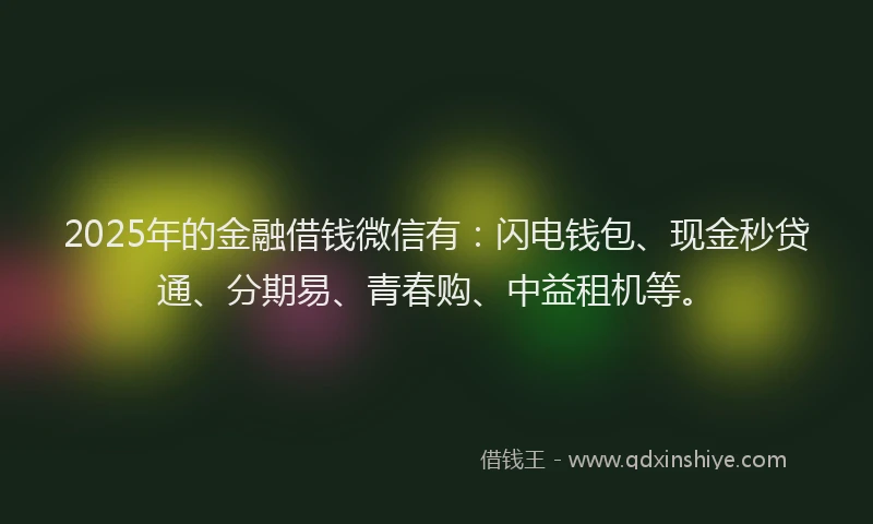 2025年的金融借钱微信有：闪电钱包、现金秒贷通、分期易、青春购、中益租机等。