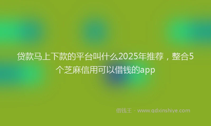 贷款马上下款的平台叫什么2025年推荐，整合5个芝麻信用可以借钱的app