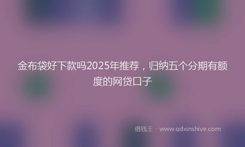 金布袋好下款吗2025年推荐，归纳五个分期有额度的网贷口子