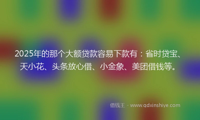 2025年的那个大额贷款容易下款有：省时贷宝、天小花、头条放心借、小金象、美团借钱等。