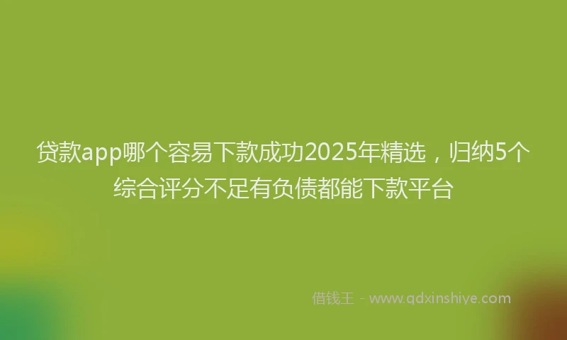 贷款app哪个容易下款成功2025年精选，归纳5个综合评分不足有负债都能下款平台