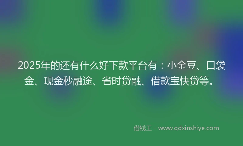 2025年的还有什么好下款平台有：小金豆、口袋金、现金秒融途、省时贷融、借款宝快贷等。