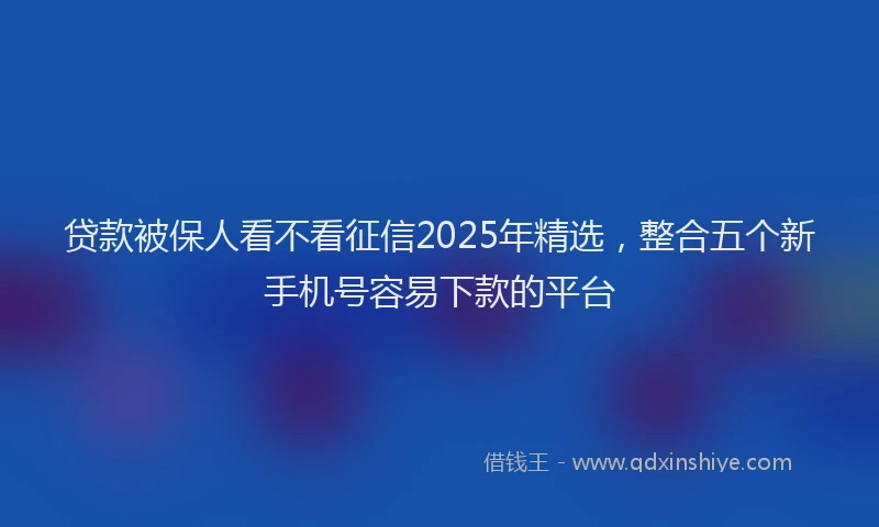贷款被保人看不看征信2025年精选，整合五个新手机号容易下款的平台