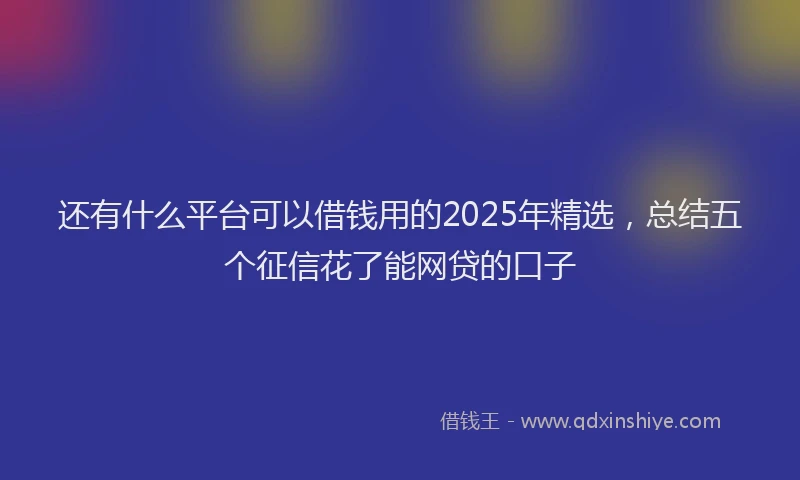 还有什么平台可以借钱用的2025年精选，总结五个征信花了能网贷的口子