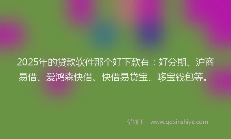 2025年的贷款软件那个好下款有：好分期、沪商易借、爱鸿森快借、快借易贷宝、哆宝钱包等。