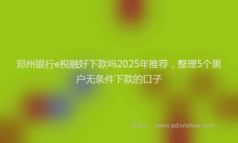 郑州银行e税融好下款吗2025年推荐，整理5个黑户无条件下款的口子