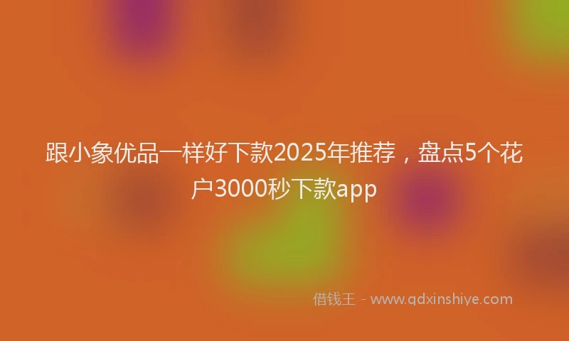 跟小象优品一样好下款2025年推荐，盘点5个花户3000秒下款app