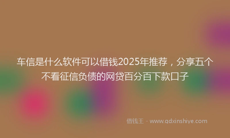 车信是什么软件可以借钱2025年推荐，分享五个不看征信负债的网贷百分百下款口子