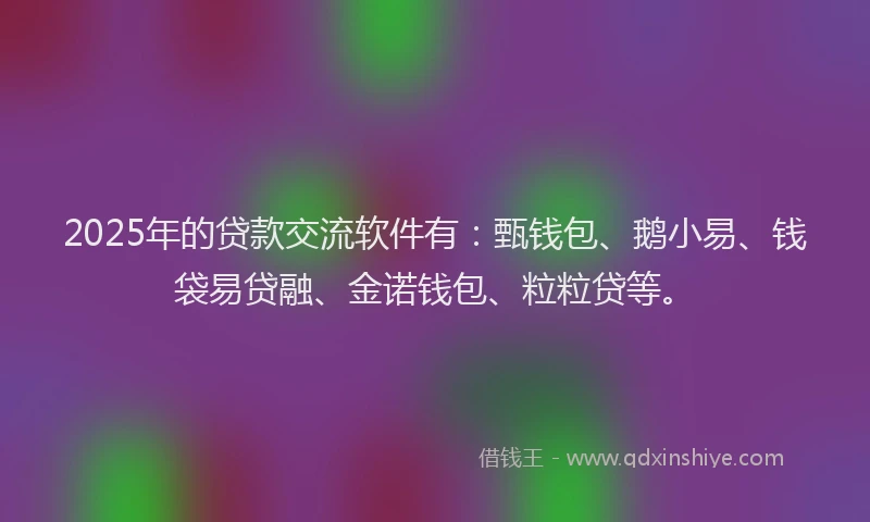 2025年的贷款交流软件有：甄钱包、鹅小易、钱袋易贷融、金诺钱包、粒粒贷等。