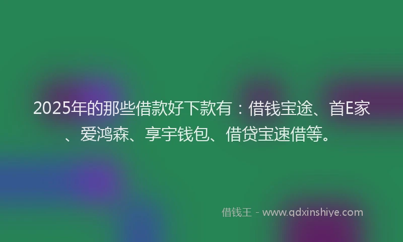 2025年的那些借款好下款有：借钱宝途、首E家、爱鸿森、享宇钱包、借贷宝速借等。