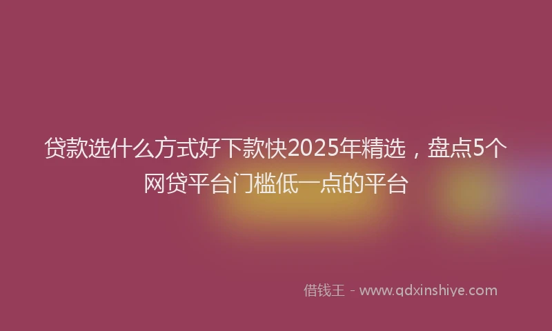 贷款选什么方式好下款快2025年精选，盘点5个网贷平台门槛低一点的平台
