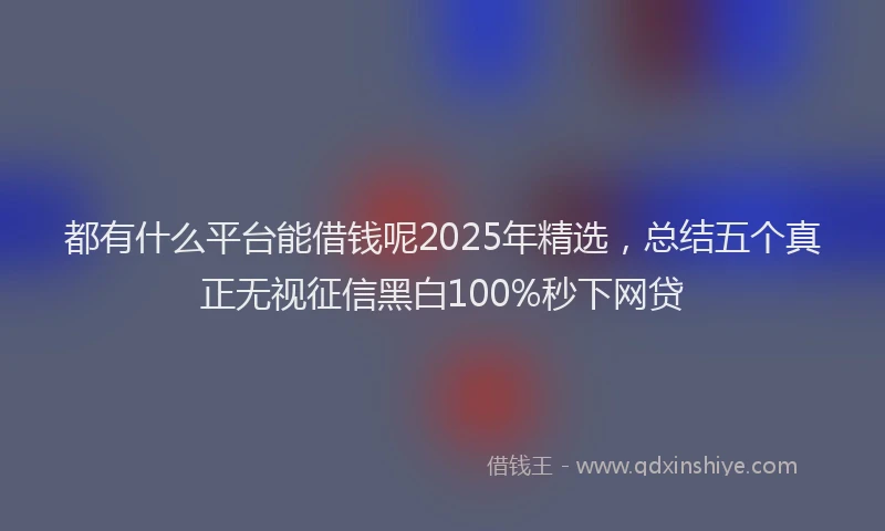 都有什么平台能借钱呢2025年精选，总结五个真正无视征信黑白100%秒下网贷