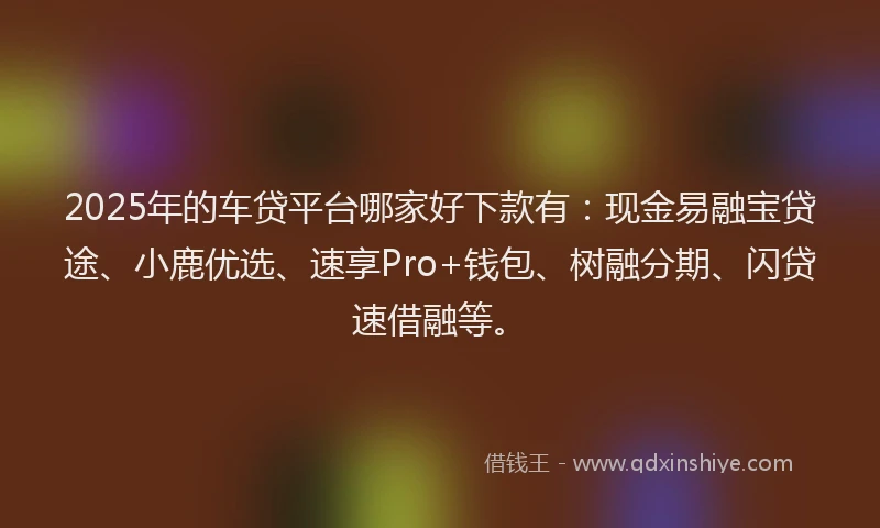 2025年的车贷平台哪家好下款有：现金易融宝贷途、小鹿优选、速享Pro+钱包、树融分期、闪贷速借融等。