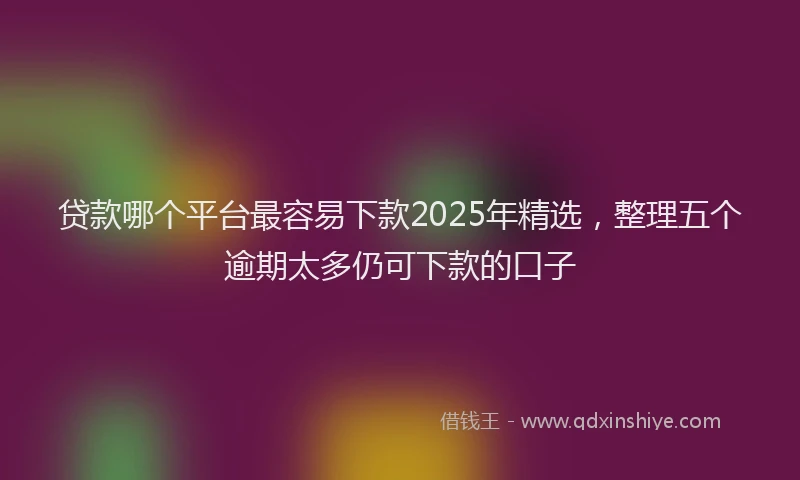 贷款哪个平台最容易下款2025年精选，整理五个逾期太多仍可下款的口子
