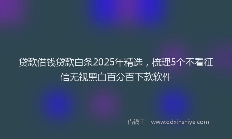 贷款借钱贷款白条2025年精选，梳理5个不看征信无视黑白百分百下款软件