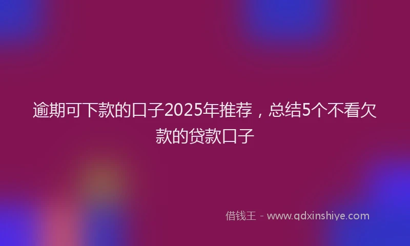 逾期可下款的口子2025年推荐，总结5个不看欠款的贷款口子