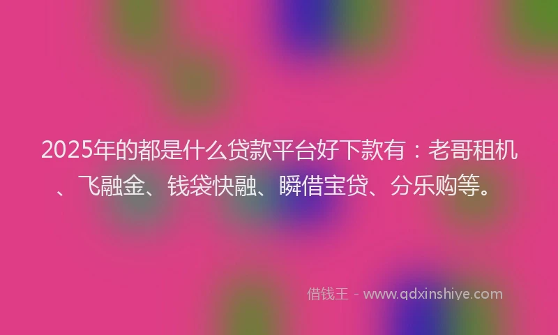 2025年的都是什么贷款平台好下款有：老哥租机、飞融金、钱袋快融、瞬借宝贷、分乐购等。
