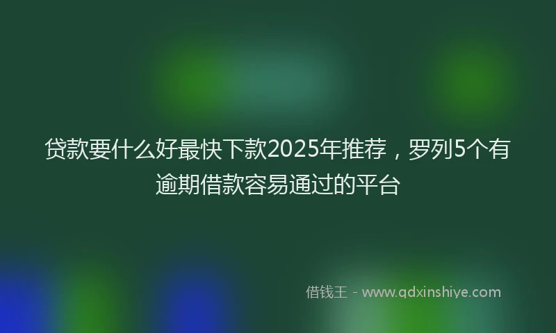 贷款要什么好最快下款2025年推荐，罗列5个有逾期借款容易通过的平台