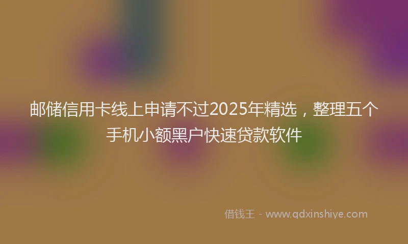 邮储信用卡线上申请不过2025年精选，整理五个手机小额黑户快速贷款软件