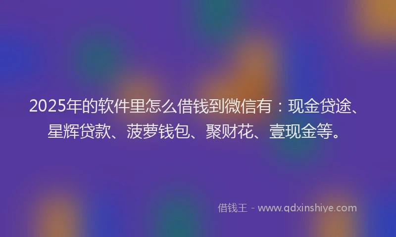 2025年的软件里怎么借钱到微信有：现金贷途、星辉贷款、菠萝钱包、聚财花、壹现金等。