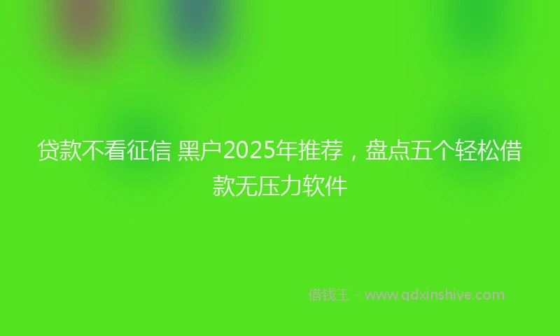 贷款不看征信 黑户2025年推荐，盘点五个轻松借款无压力软件