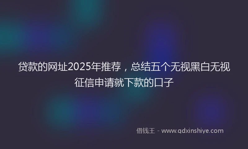 贷款的网址2025年推荐，总结五个无视黑白无视征信申请就下款的口子