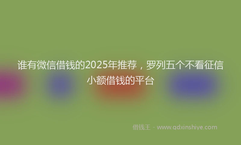 谁有微信借钱的2025年推荐，罗列五个不看征信小额借钱的平台