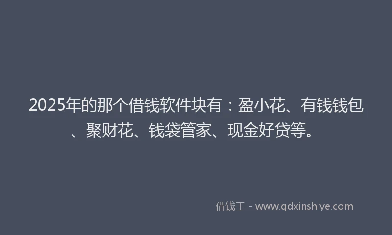 2025年的那个借钱软件块有：盈小花、有钱钱包、聚财花、钱袋管家、现金好贷等。