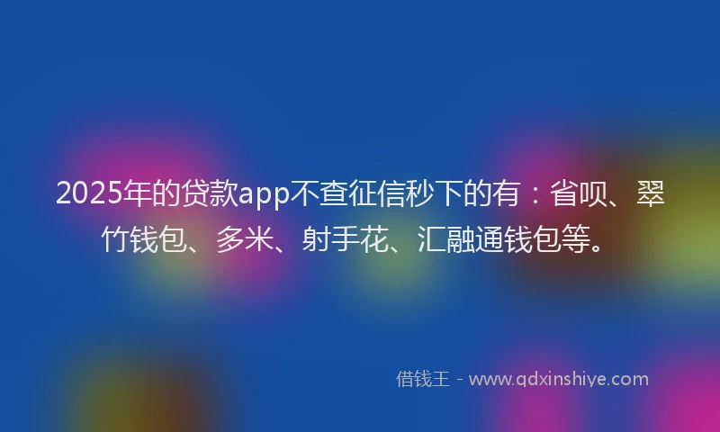 2025年的贷款app不查征信秒下的有：省呗、翠竹钱包、多米、射手花、汇融通钱包等。