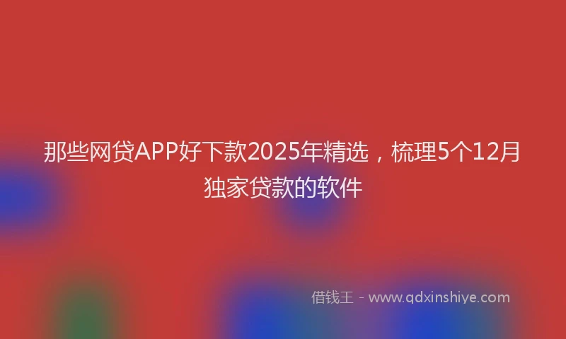 那些网贷APP好下款2025年精选，梳理5个12月独家贷款的软件