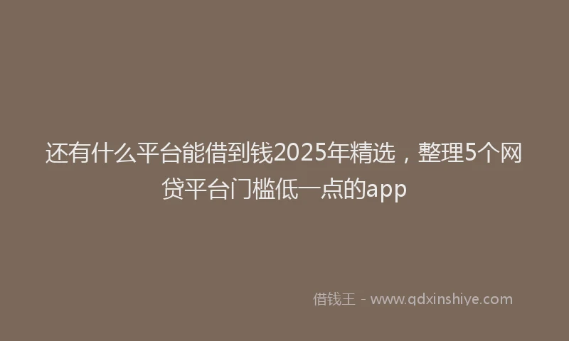 还有什么平台能借到钱2025年精选，整理5个网贷平台门槛低一点的app