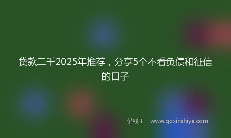 贷款二千2025年推荐，分享5个不看负债和征信的口子