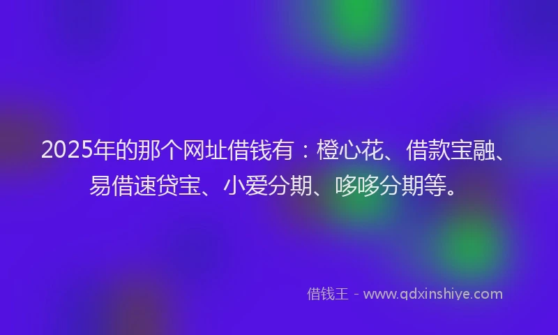 2025年的那个网址借钱有：橙心花、借款宝融、易借速贷宝、小爱分期、哆哆分期等。